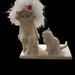 Retired 2006 Department 56 "Girls Night Out" Figurine Fancy Hat And Cat
